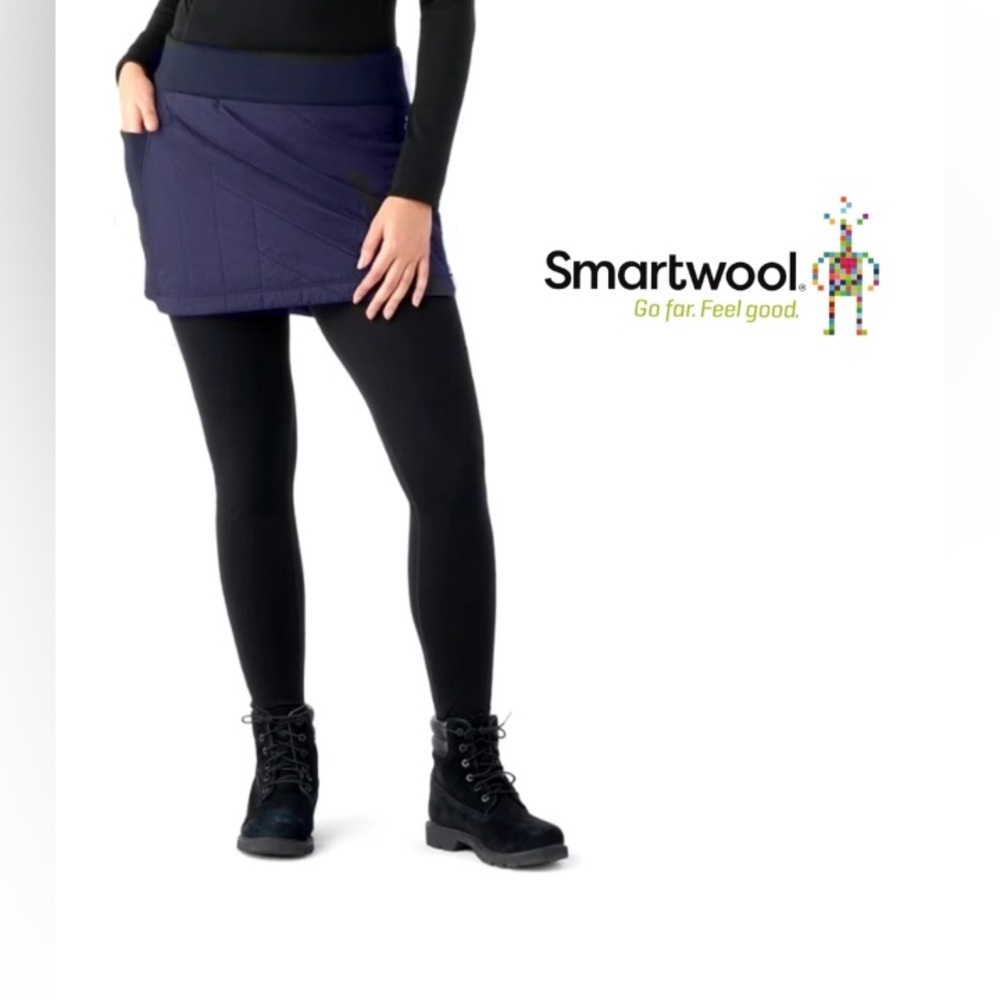 EUC Smartwool BLACK Winter Mini Pull On Skirt Stretch Wool Sides Pockets L